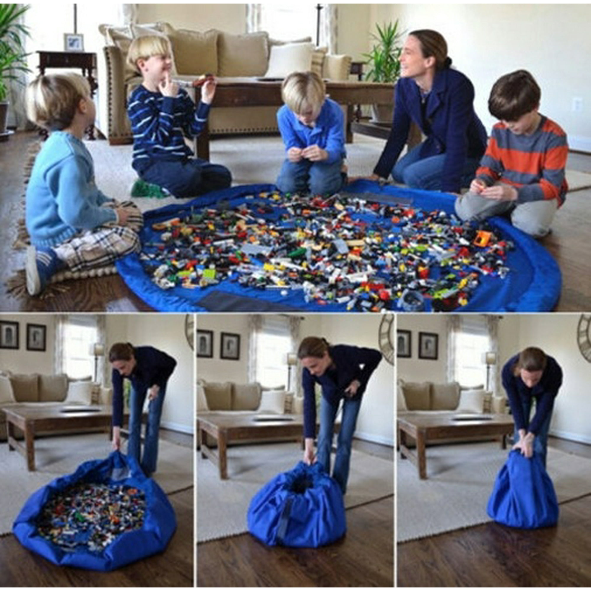 150CM/59" Large Kids LEGO Toys Storage Organizer Bag & Play Mat in 1 Portable XL